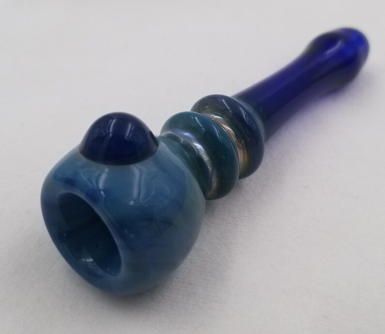 Glass Chillum Pipe Brilliant Blue With a Matching Dot. Made Etsy
