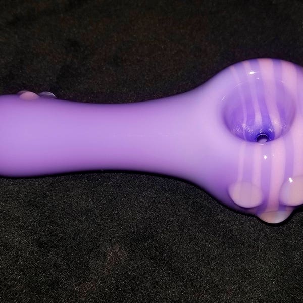 Glass Pipe, Solid Purple with A Pink Spiral. American Made by me