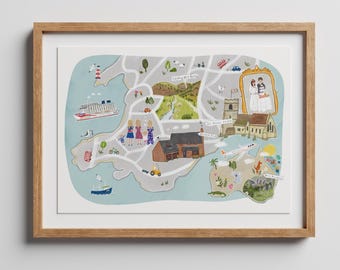 Gepersonaliseerde KAARTILLUSTRATIE | Aangepaste afdruk | Op maat gemaakt | A2 | A3 | Gratis verzending