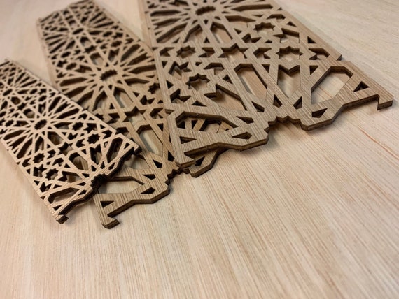 Pannelli decorativi geometrici marocchini in strisce di legno, set da 5  pezzi, in ornamenti da 3,4 mm, gesso e decorazioni per mobili, modanature  ritagliate -  Italia