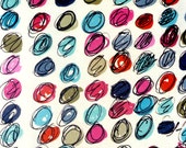 Red Turquoise Dots Tea Towel ~ Flour Sack ~ Ellie Fidler Painting