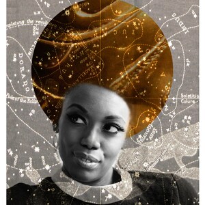 Black woman art, African American Art, Afrofuturism, Black collage art, Black girl magic, astrology art, Side eye, celestial, Black Queen image 3