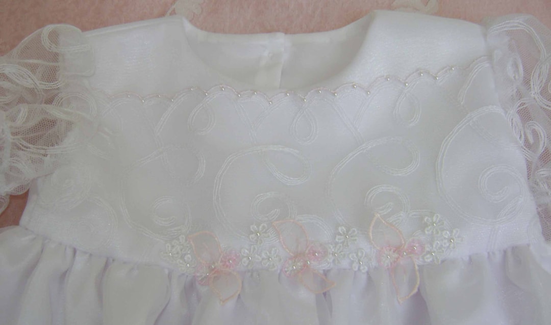 White Organza lace christening Dress main image 1