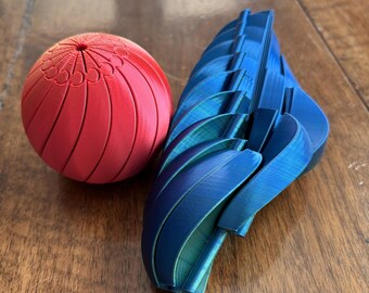 Kinetic Twist Sphere – Color-Shifting Silk PLA Desk Object with Smooth Rotational Motion