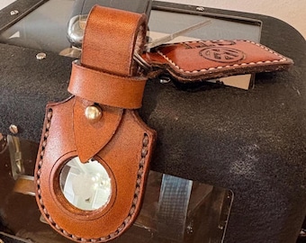 Handmade leather AirTag keychain, made in USA