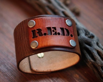 R.E.D. Remember Everyone Deployed Leather Cuff