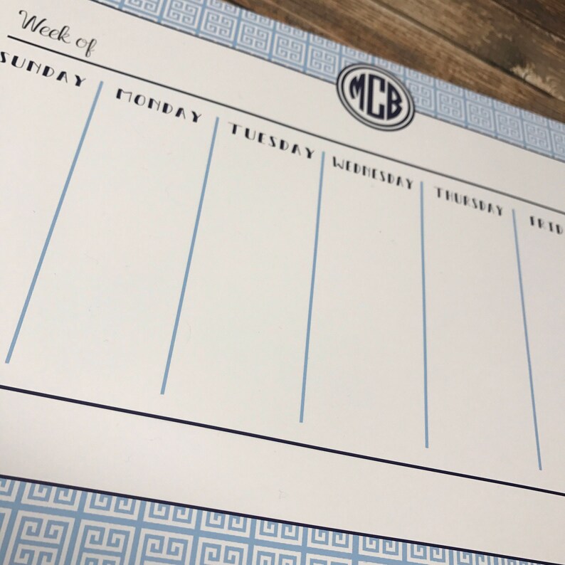 Monogrammed/personalized Weekly Desk Calendar 2 Sizes - Etsy