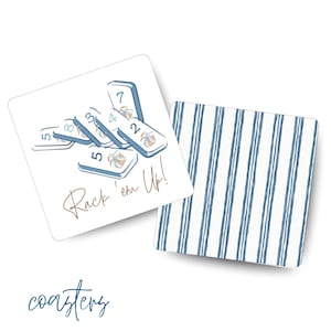 Rummikub Paper Coasters - Set of 8 Thick Cardstock Number Tile Drink Coasters
