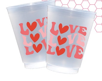 LOVE Valentine's Day frost flex Cups. Set of 8.