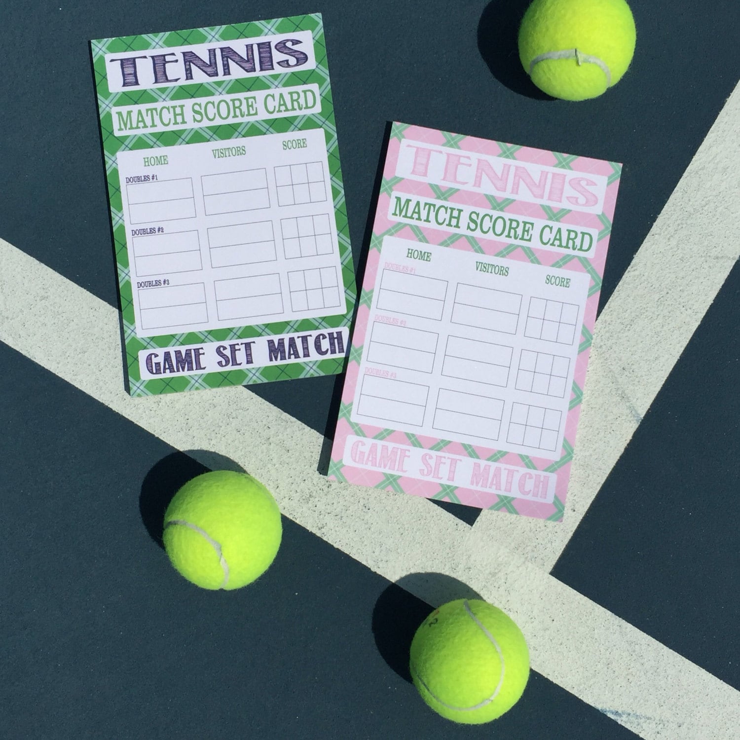 Tennis Match Score Card for Doubles Only