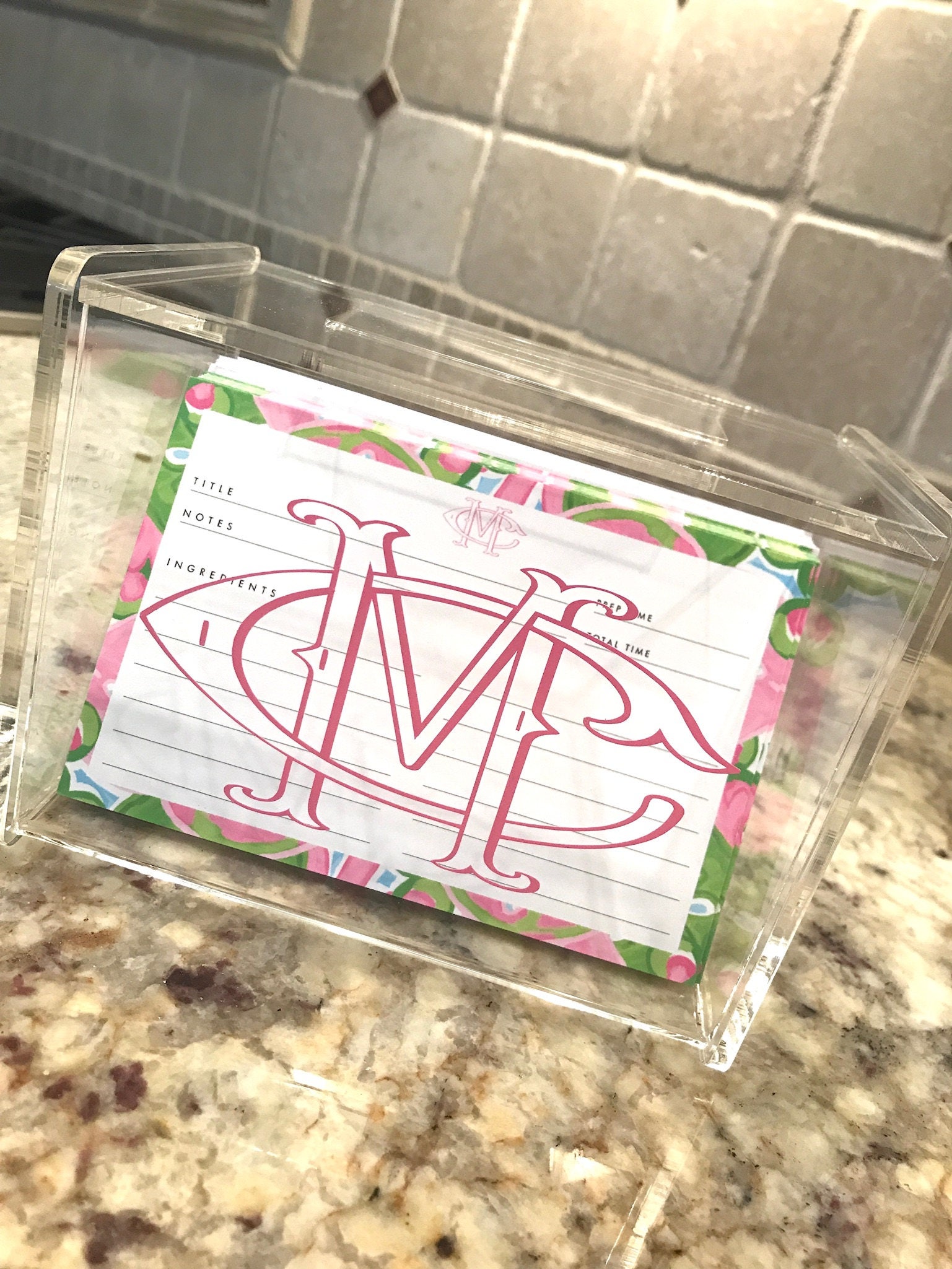 Personalized Monogrammed Recipe Box And/or Cards Etsy