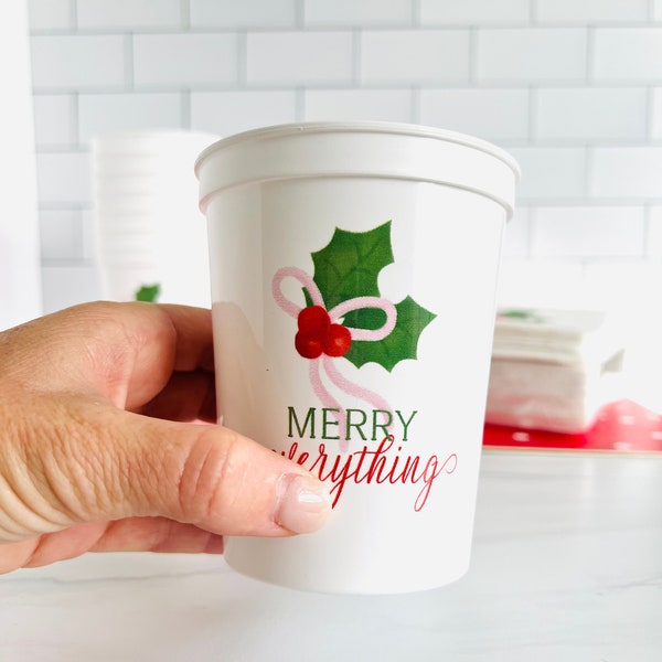 Merry Everything Stadium Cups with Lids