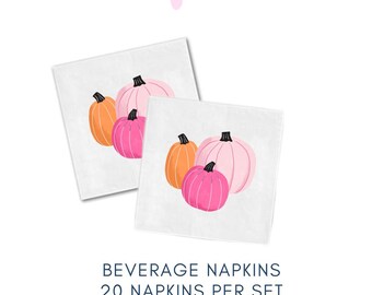 Pink Orange Pumpkin Cocktail  Napkins