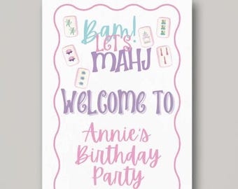 Bam Let's Mahj Welcome Sign for Party | Mahjong | 24 inches by 36 inches