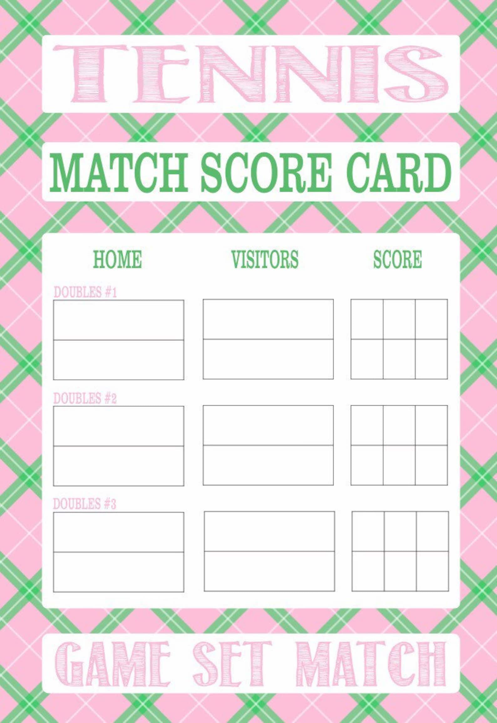 Tennis Match Score Card for Doubles Only - Etsy