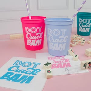 Dot Crack Bam Stadium Cups. Set of 8 | Mahjong