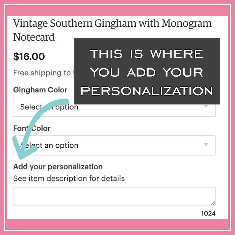 Vintage Southern Gingham with Bow and Monogram Hanging Gift Tag