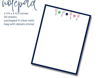 Vintage Tennis Racquet Notepad 4.25x5.5 inches