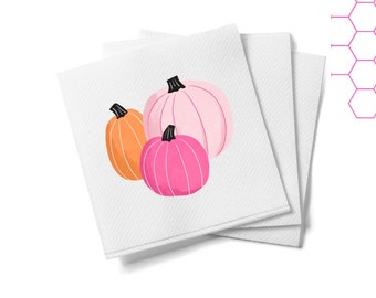 Pink Preppy Pumpkin Cocktail Linen-Like Napkins - 20 per pack