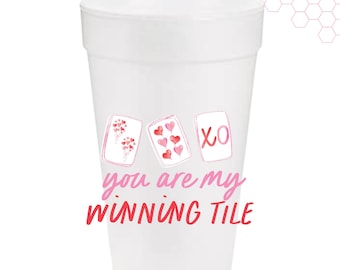 Vasos de poliestireno para Mahjong de San Valentín / Juego de 10 / 473 ml