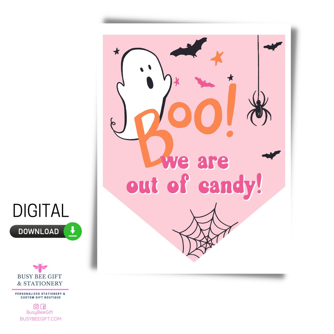 Boo We Are Out of Candy printable Pennant Flag Flag - Etsy