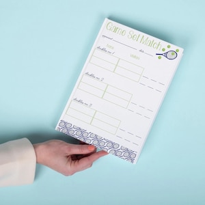 Tennis Match Score Card for Doubles Only