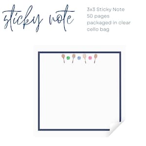 Pickleball Paddle Sticky Notes 3x3 inches