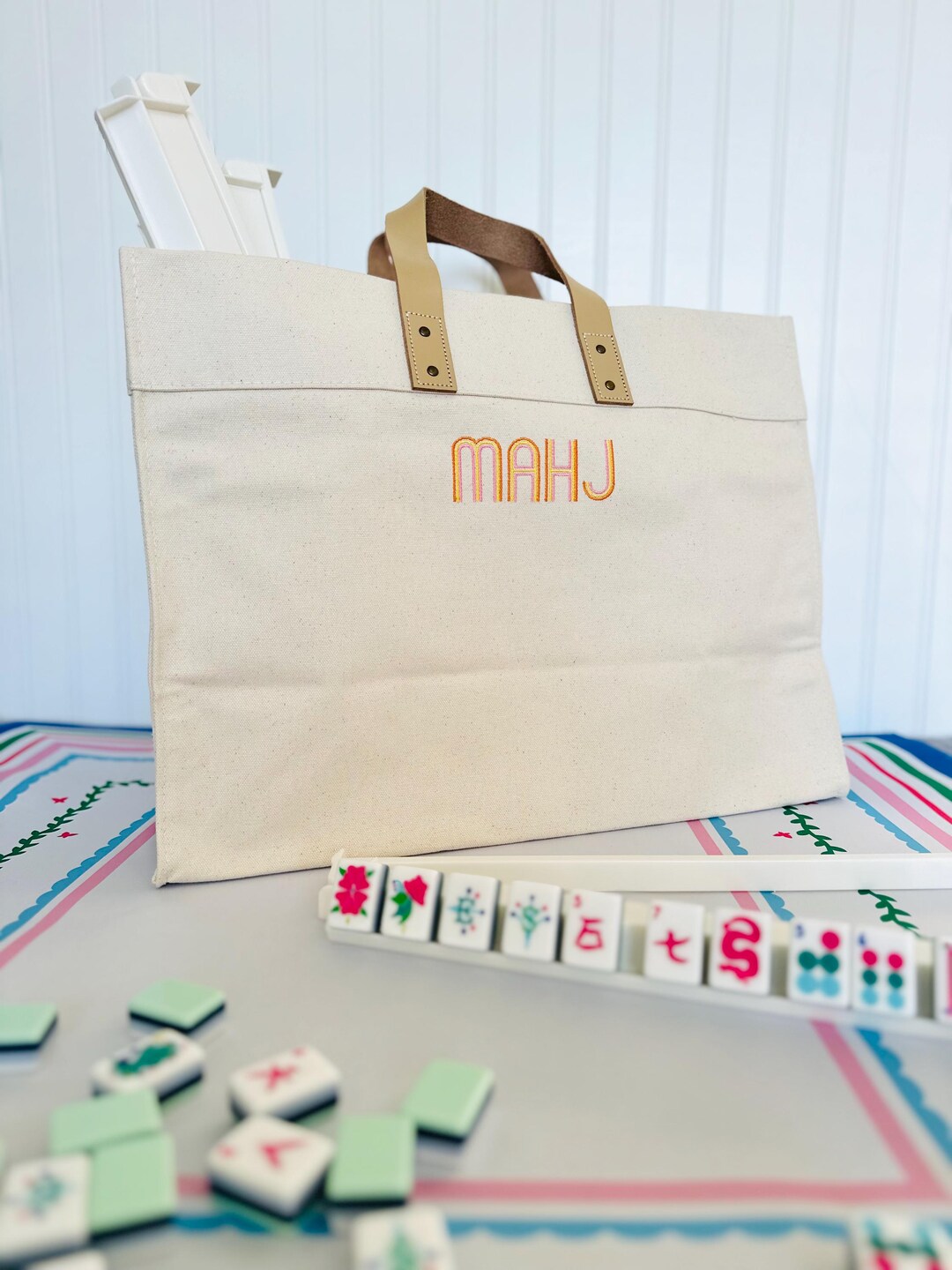 Mahjong Hold Everything Canvas Tote - Mahjong Social Club main image 1