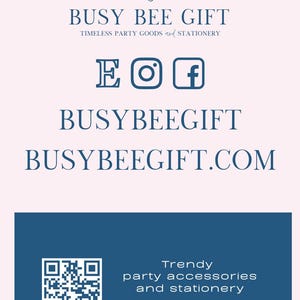 a blue and white gift card with a picture of a bee on it