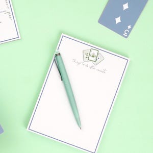 Playing Cards Notepad, 5x7  inches, 50 sheets, canasta, bridge, things to do after canasta