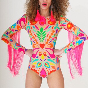 pink fringe playsuit