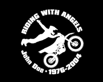 Motorcycle Motocross In Memory Of Decal with Customizable Name and Dates