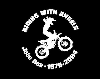 Motorcycle Motocross In Memory Of Decal with Customizable Name and Dates