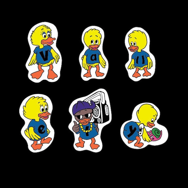 Vintage Reproduction 1990s World Industries Mike Vallely Ducks Skateboard Sticker complete set