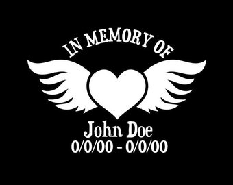 In Memory Of Decal with Customizable Name and Dates