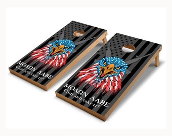 Molon Labe American Flag Eagle Cornhole Board Wraps
