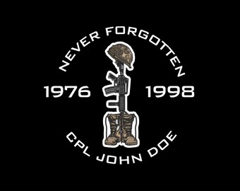 Fallen Soldier Decal with Customizable Name and Dates
