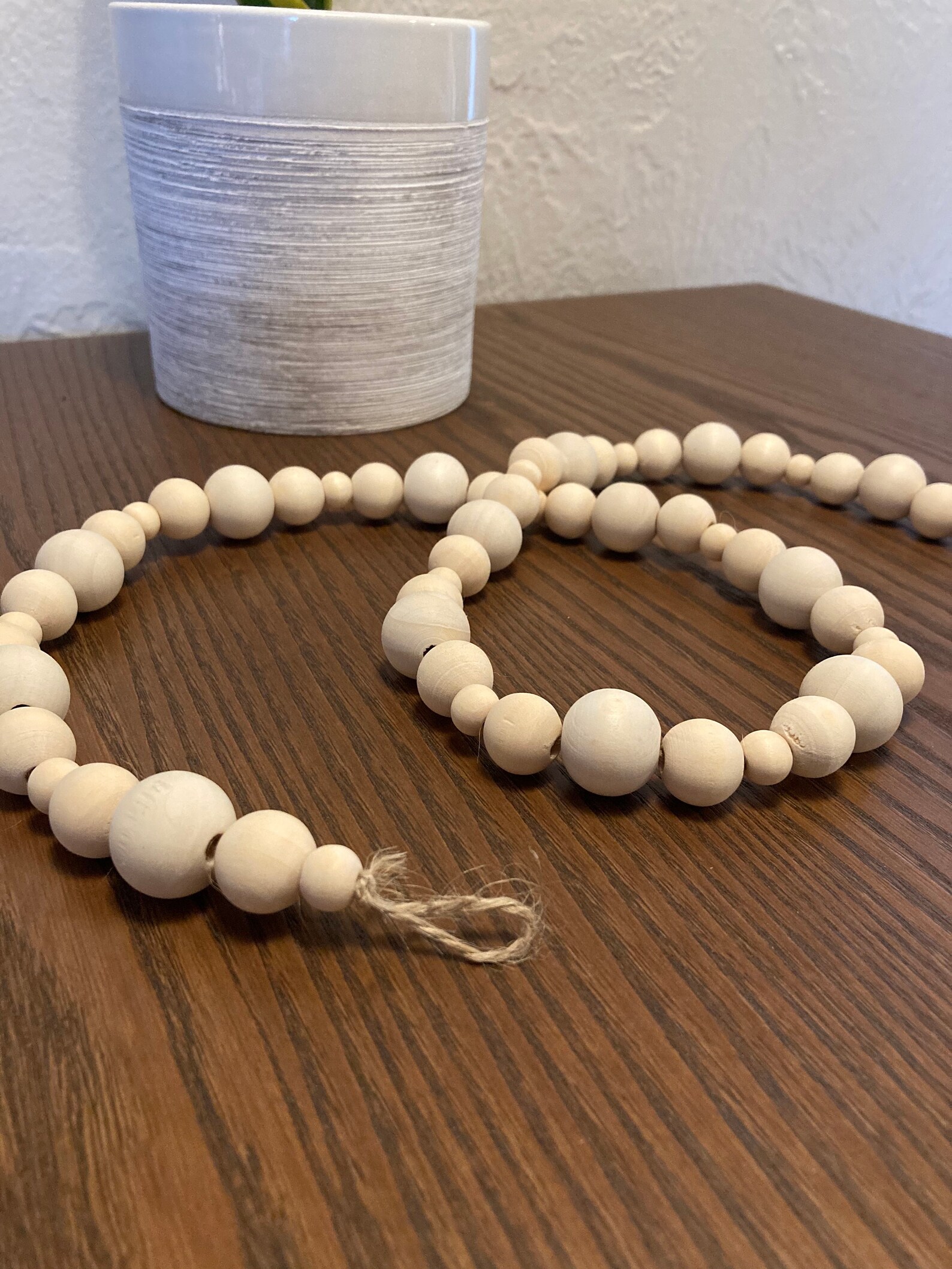 Natural Wooden Bead Garland 3 Feet Etsy