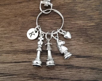 Chess Keychain, Chess Keyring, Chess Piece Gift, Knight Keychain, Chess Knight, King Queen,Nerdy Gift, Geek Gift,Chess Set,Chess Player Gift