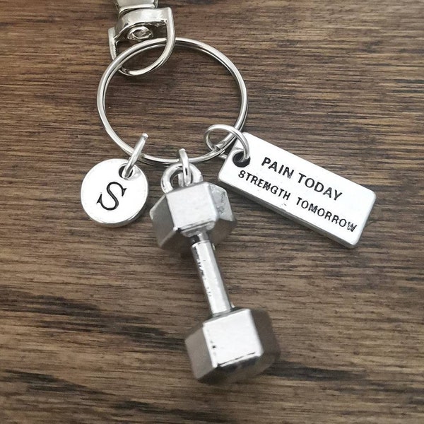 Cadeau de gym, porte-clés de gym, cadeau petit ami, cadeau pour lui, message citation porte-clés, porte-clés haltère, cadeaux de musculation, porte-clés de gym, fitness