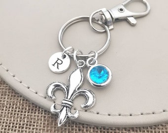 Fleur de Lis Keychain, Fleur de Lis Gift, Personalized Fleur de Lis Gift, Fleur-de-lis Keyring, fleur, Fleur-de-Lis, Charm, Silver gift
