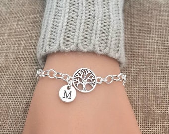 Tree of Life Bracelets, Tree of Life Jewelry, Tree Gifts, Personalised Jewelry, Jewelry for Her, Family Tree, Initial Bracelet, Wedding