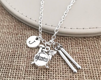 Drummer Necklace, Drummer Gift, Mens Music Gifts, Boyfriend gift, Drum Gift, Drum Necklace, Music, Band Member,Drummer Birthday,present