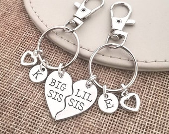 Portachiavi con scritta Big Sister Little Sister, regalo per sorelle, sorelle, sorelle, sorelle, sorelle, sorelle, set di portachiavi coordinati