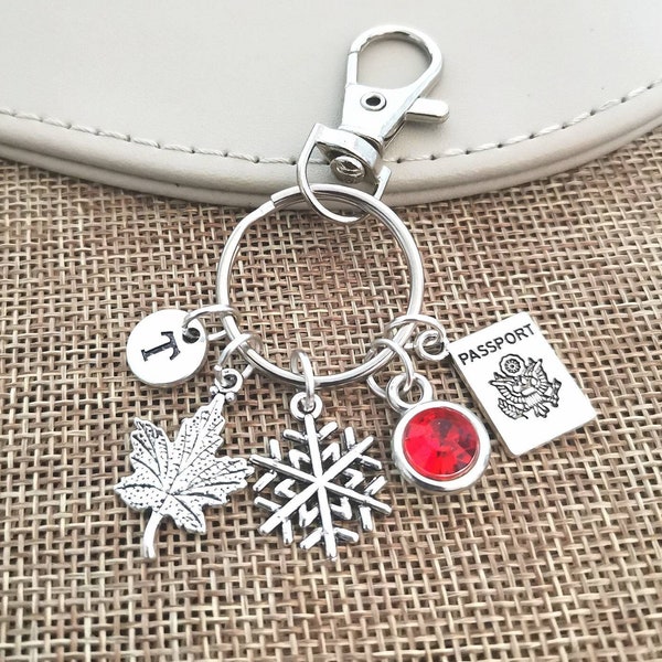 Canada gifts , Canada jewelry, Canada keychain, Canada Keyring, Gift for Canadian, Canadian gifts, Maple Leaf, Unique, Travel, Snow, Winter