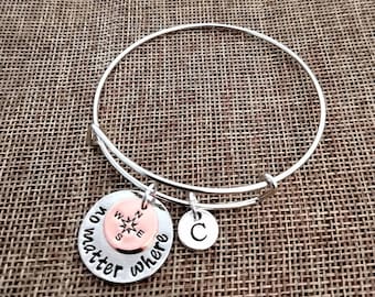 No Matter Where Gift, No Matter Where Bracelet, Distance friendship Bracelet, Personalized LDR Bracelet, Going Away gift, Moving gift