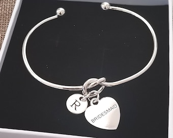 Bridesmaid initial bracelet, bridesmaid bracelet initial,bridesmaid bracelet gifts, bridesmaid bracelet set, gift for bridesmaid from bride