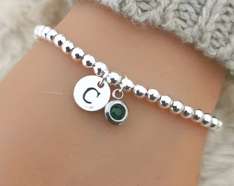 Pulsera de piedra de nacimiento de mayo, piedra de nacimiento de mayo, pulsera de mayo, esmeralda, pulsera para mujeres, regalo esmeralda para mujeres, regalo para ella, pulsera de piedra de nacimiento