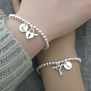 Lock and Key bracelets, Bracelet for of 2, BFF bracelet set, BFF brackets for 2, Long distance friends, Couple gift, Friends, Couple Gift