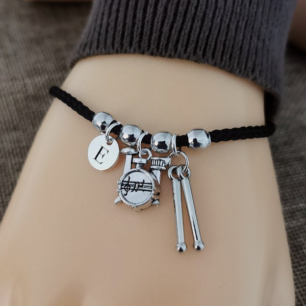 Drummer bracelet, Drummer Gift, Mens leather bracelet, Boyfriend gift, Drum Gift, Drum Bracelet, Music, Band Member,Drummer Birthday,present